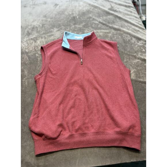 Peter Millar 1/4 Zip Pullover Fleece Casual‎ Golf Sweater Vest Men’s Sz L Red - Picture 1 of 5